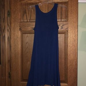 Small sleeveless blue t-shirt dress